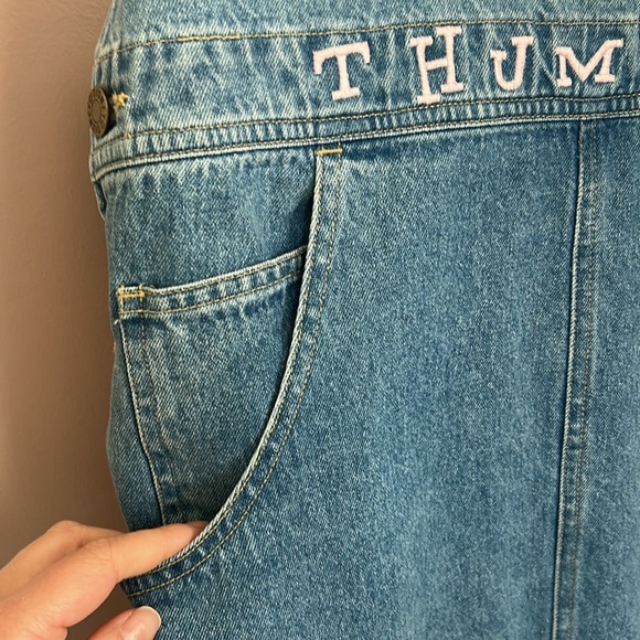 Disney Jean Dress ThumperBambi Overall Dress Vintage DenimJumperDress 90s Size L - Picture 6 of 12
